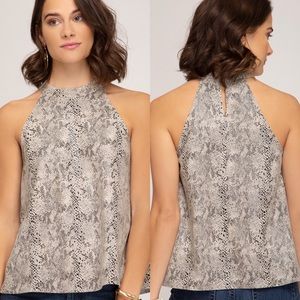 Snake Print Halter Top